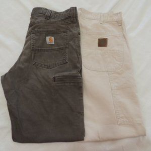 LOT OF 2 MENS CARHARTT Cotton Duck Pants 33 x 30